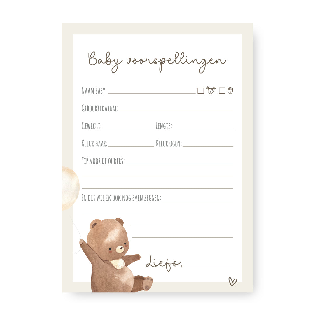 Babyshower invulkaarten Bear